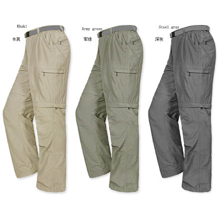 Trekking pants with knee zipper off